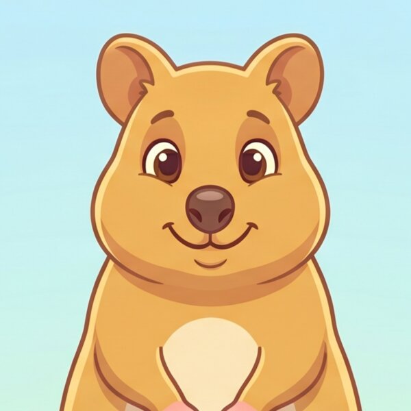 The Friends Without Ads quokka mascot, smiling