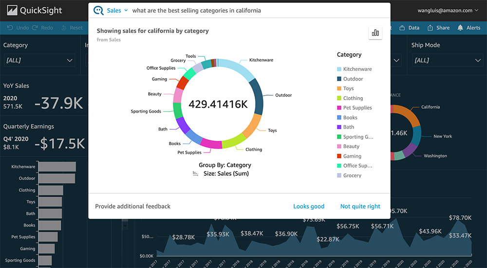 QuickSight Q: Natural Language Question Answering for Business Intelligence